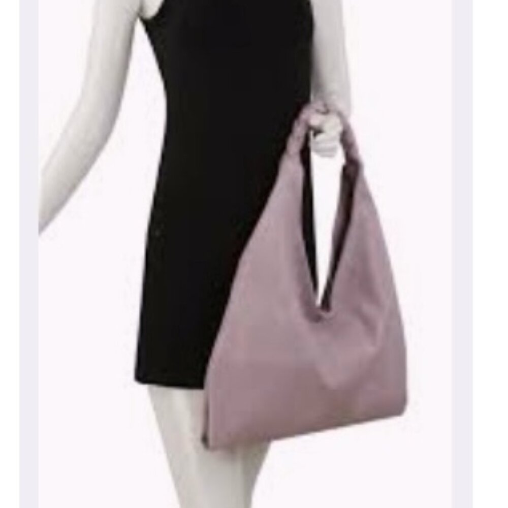 NEW ELIZABETH JAMES Soft KNOTTED Mauve Leather HOBO Shoulder Tote Bag w Pouch